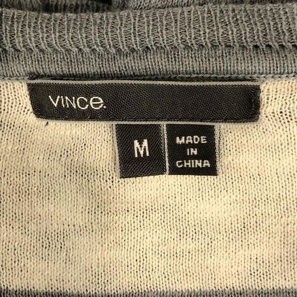 Vince, gray and white striped linen tunic top - Picture 3 of 8